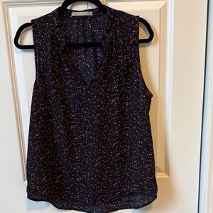 Sweet Rain Navy and Coral/Pink Sleeveless Blouse